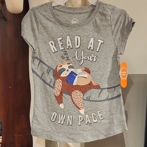 Wonder Nation Gray Short Sleeve Tee with Sloth Graphic